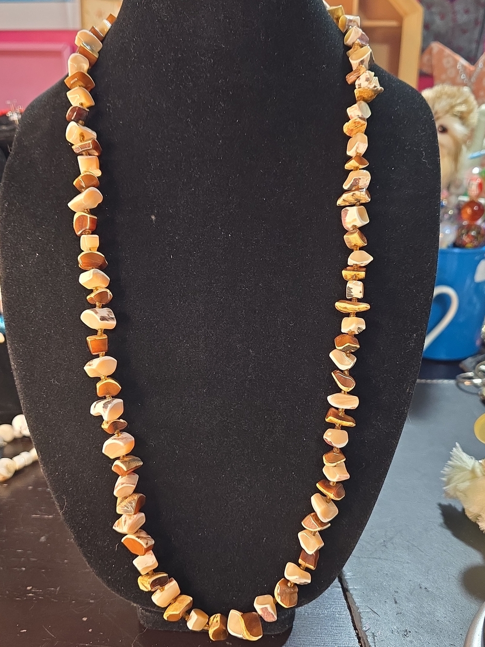 Natural Brown and Cream Sea Shell  Chip Necklace - Women Jewelry